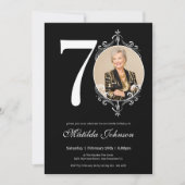 70e verjaardag zwart wit classy aangepaste foto kaart (Voorkant)