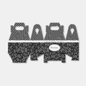 70e verjaardag zwart/wit getallenpatroon bedankdoosjes (Uitgevouwen)