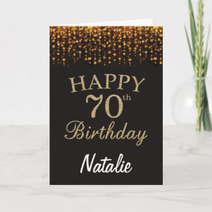 70e verjaardag zwarte en Gold Glitter Card Kaart