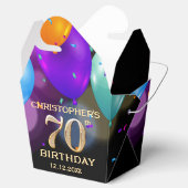 70e verjaardag Zwarte en gouden ballonnen Bedankdoosjes (Geopend)