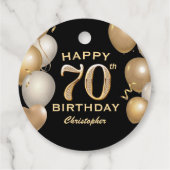 70e verjaardag Zwarte en gouden ballonnen Bedankjes Labels (Achterkant)
