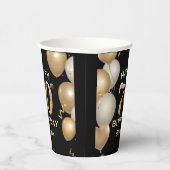 70e verjaardag Zwarte en gouden ballonnen Papieren Bekers (Rechts)