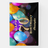 70e verjaardag Zwarte en gouden ballonnen Spandoek (Verticaal)