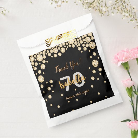 70e verjaardag zwarte gouddiamanten naam bedankzakje (Gezegeld)