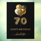 70e verjaardag zwarte goudluipaard naamscript raamsticker (Vel 3)