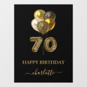 70e verjaardag zwarte goudluipaard naamscript raamsticker (Vel)