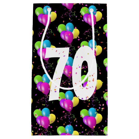 70e Verjaardagsballonnen en Confetti Kleine Gift B Klein Cadeauzakje (Voorkant)