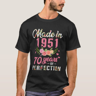 70e verjaardagscadeau gemaakt in 1951 70 jaar perf t-shirt