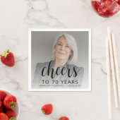 70e verjaardagsfeest Foto Black Script Cheers Servet (Insitu)