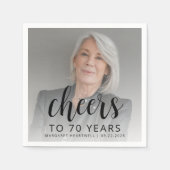 70e verjaardagsfeest Foto Black Script Cheers Servet (Voorkant)