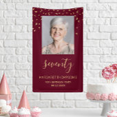 70e Verjaardagsfeest Foto Gold Confetti Bourgogne Spandoek