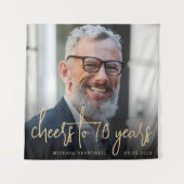70e Verjaardagsfeest Foto Gold Script Cheers Wandkleed (Voorkant)