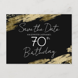 70e verjaardagsfeest Goud Zwart Save the Date Briefkaart