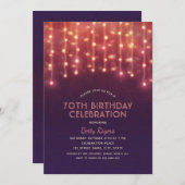 70e Verjaardagsfeest Moderne Glitter String Lights Kaart (Voorkant / Achterkant)