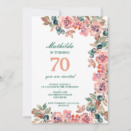 70e verjaardagsfeest pastel bloemen kleurrijk kaart