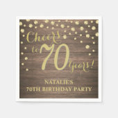70e verjaardagsfeest rustiek hout en gouden diaman servet (Voorkant)