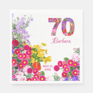 70e verjaardagsfeestje bloemenboeket servetten