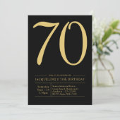 70e verjaardagsfeestje Bold 70 Zwart Goud Kaart (Staand voorkant)