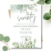 70e verjaardagsfeestje Eucalyptus groen Waterverf Kaart