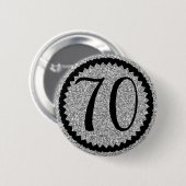 70e verjaardagsfeestje Silver Glitter Classic Ronde Button 5,7 Cm (Voorkant /achterkant)