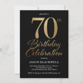 70e verjaardagsfeestje Zwart & Goud Kaart (Voorkant)