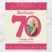 70e verjaardagsfoto aangepaste wijnlabels wijn etiket (Enkel label)