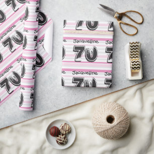 70e verjaardagsroze - Papier voor ompakken van naa