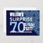 70e Verrassing Verjaardag Save the Date Diagonal V Aankondigingskaart (Voorkant / Achterkant)