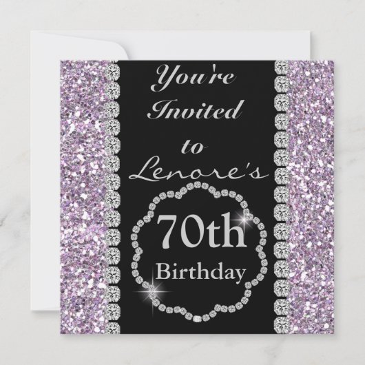 70e ZWART-uitnodiging van de Birthday Party Kaart (Voorkant)