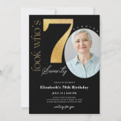 70e zwarte gouduitnodiging met foto kaart (Voorkant)