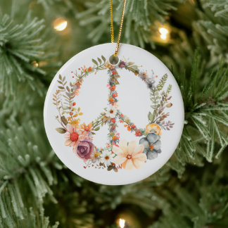 70s 60s Peace Sign Colorful Keramisch Ornament