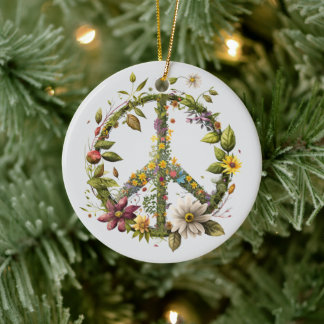 70s 60s Peace Sign Colorful Keramisch Ornament