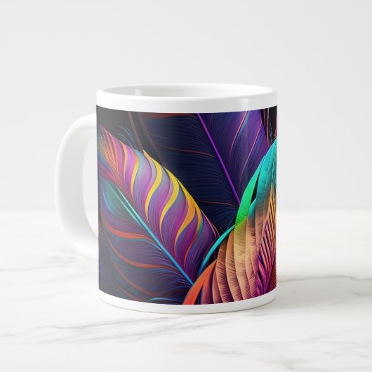 70s 60s Psychedelic Feathers  Extra Grote Beker (Voorkant links)