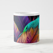 70s 60s Psychedelic Feathers  Extra Grote Beker (Voorkant)