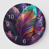 70s 60s Psychedelic Feathers Grote Klok (Voorkant)