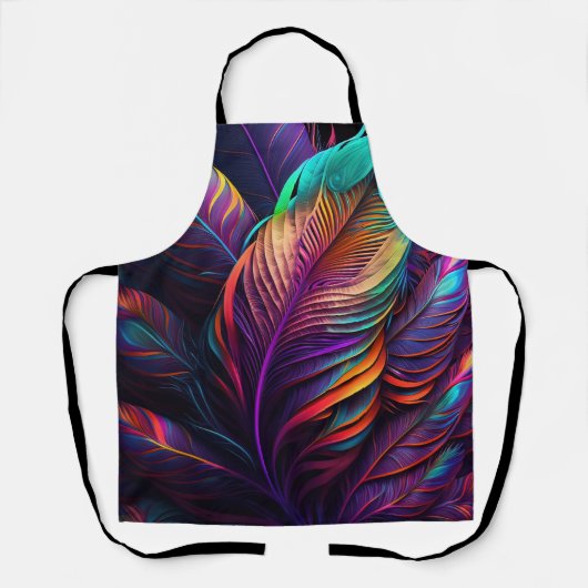 70s 60s Psychedelic Feathers  Schort (Voorkant)