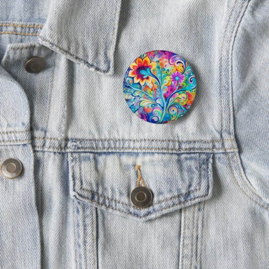 70s 60s Psychedelic Hippy Retro Hip Ronde Button 5,7 Cm (In situ)
