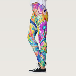 70s 60s Psychedelische Hippie Retro Hip Leggings