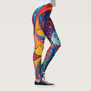 70s 60s Psychedelische Hippie Retro Hip Leggings