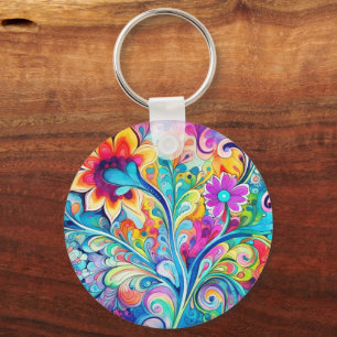 70s 60s Psychedelische Hippie Retro Hip Sleutelhanger