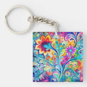 70s 60s Psychedelische Hippie Retro Hip Sleutelhanger