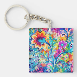 70s 60s Psychedelische Hippie Retro Hip Sleutelhanger