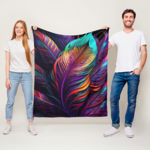 70s 60s Psychedelische Veren Fleece Deken