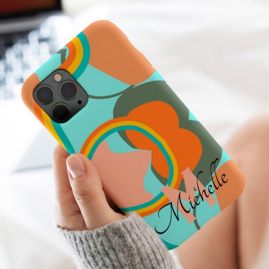 70s abstracte aangepaste monogram en naam van het Case-Mate iPhone case