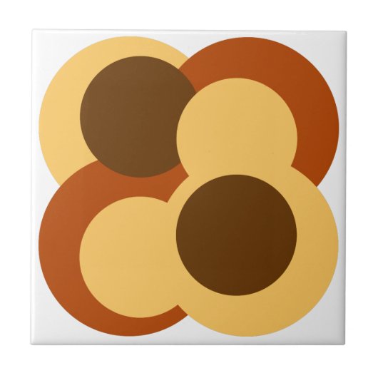 70s Abstracte Geometrische Cirkelvormen Tegeltje (Voorkant)
