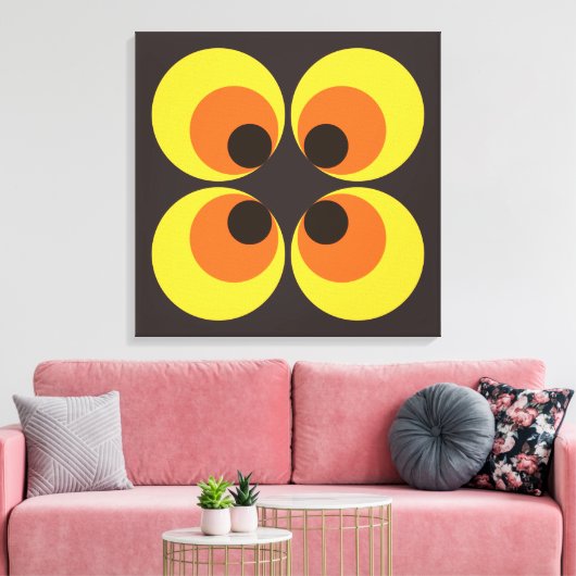 70s-achtergrond canvas afdruk (Insitu (Woonkamer))