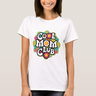 70s Aesthetic Cool Mom Club met Bloemontwerp T-shirt