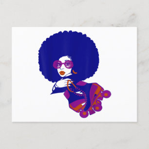 70's Afro Woman Roller Skates feens and Women Aankondigingskaart