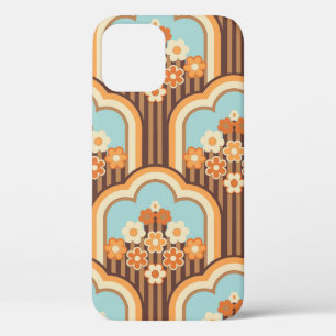 70s behang naadloos design, bloemen iPhone 12 hoesje