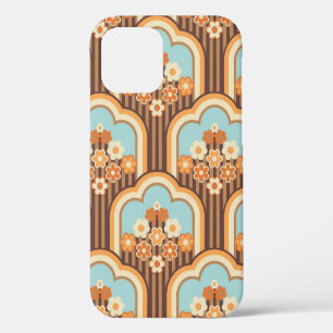 70s behang naadloos design, bloemen iPhone 12 hoesje